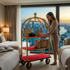 Carrinho apoio de malas para quarto de hotel 